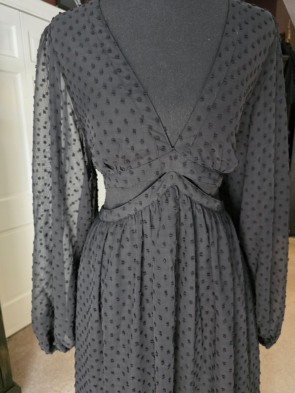Lively Ghosts Celestra Maxi Dress L NWT Black Swiss Dot Cutout Goth - Picture 5 of 6